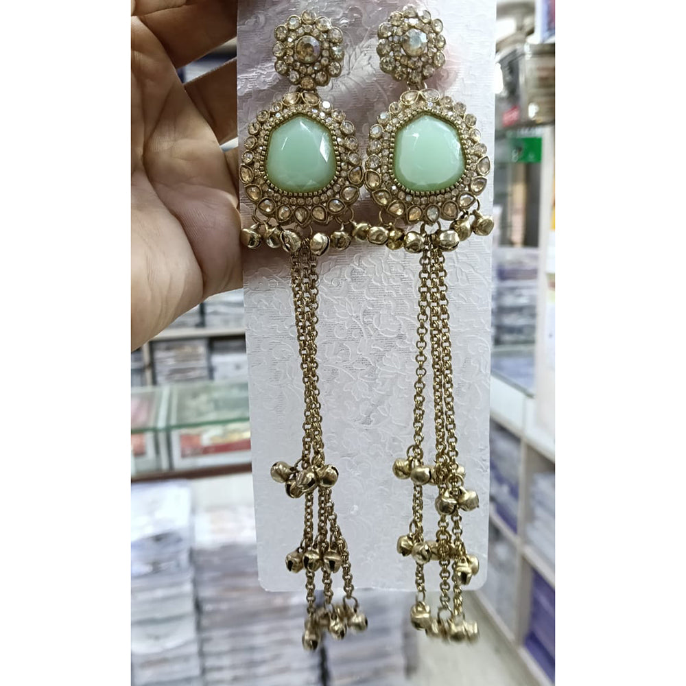 Tanish Art Jewellery Royal Kashmiri Pota Stone Ghungroo Long Kashmiri Dangler Earrings