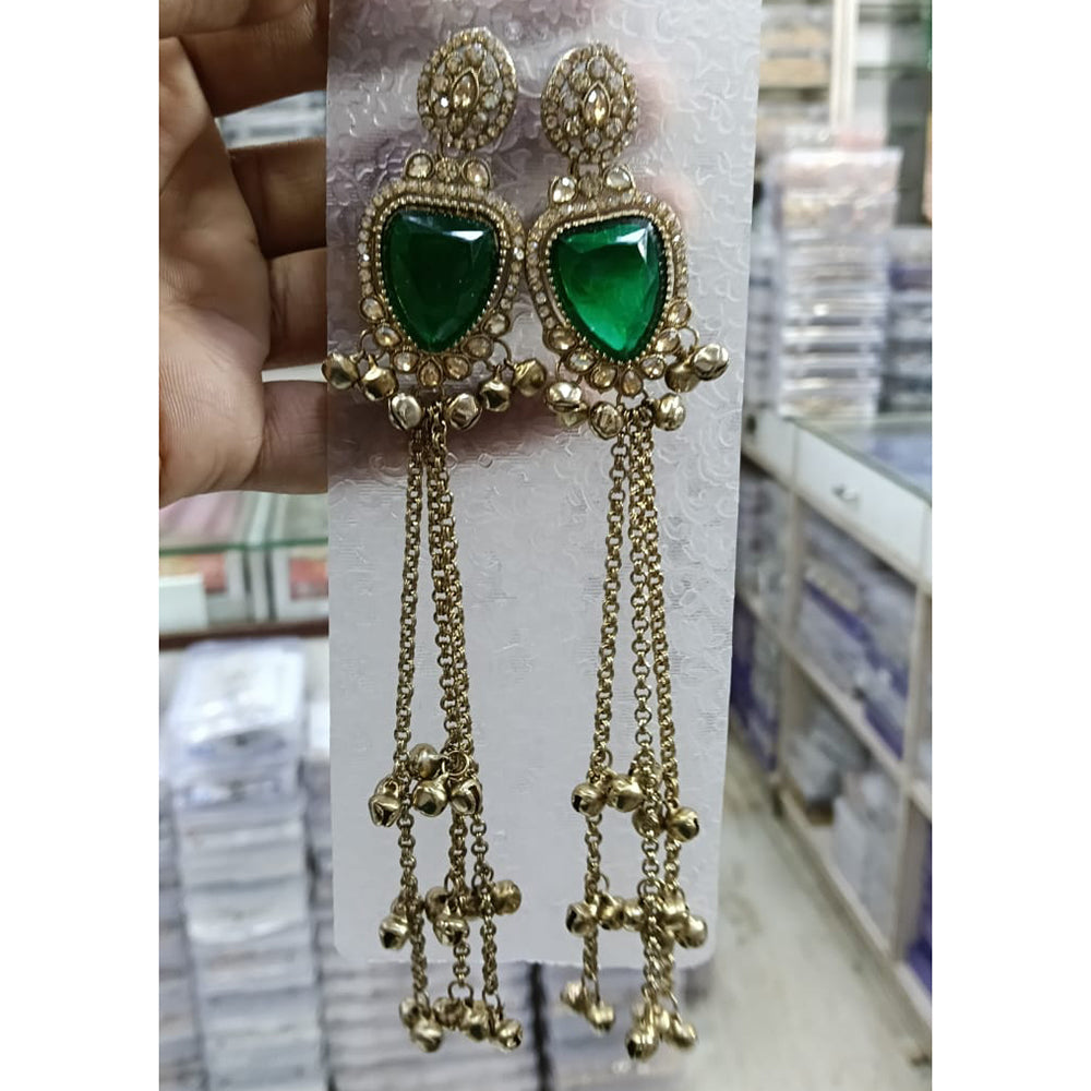 Tanish Art Jewellery Royal Kashmiri Pota Stone Ghungroo Long Kashmiri Dangler Earrings