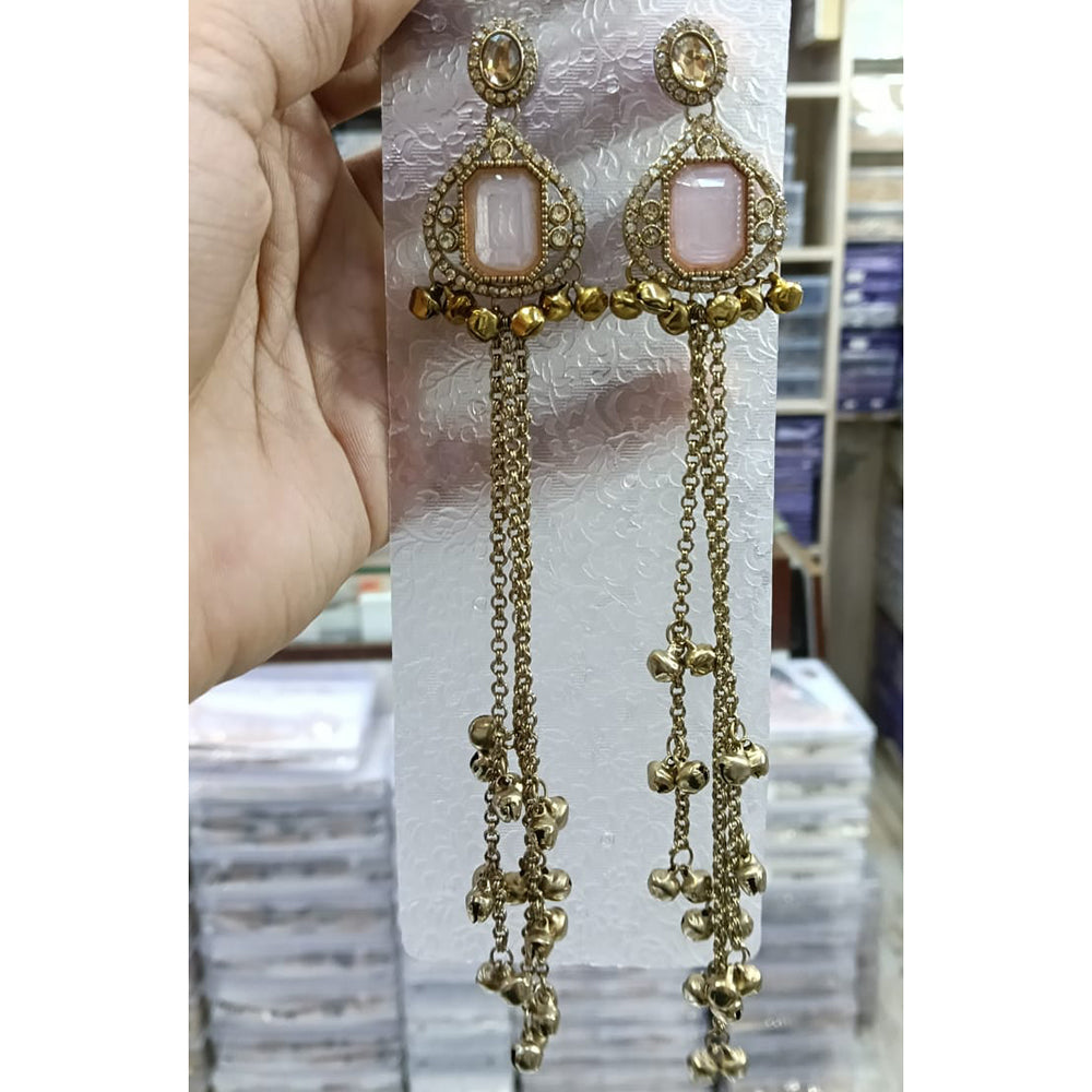 Tanish Art Jewellery Royal Kashmiri Pota Stone Ghungroo Long Kashmiri Dangler Earrings
