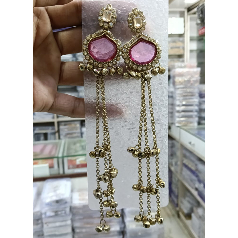 Tanish Art Jewellery Royal Kashmiri Pota Stone Ghungroo Long Kashmiri Dangler Earrings