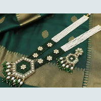 Tanish Art Jewellery Sparkling Crystal Stone Pearl And Beads Long Necklace Set