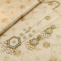 Tanish Art Jewellery Sparkling Crystal Stone Pearl And Beads Long Necklace Set