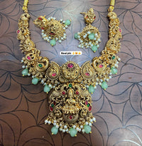 Tanish Art Jewellery South Indian Temple Pota Stone And Pearl Necklace Set