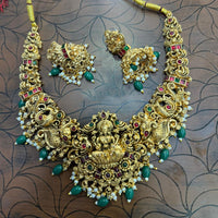 Tanish Art Jewellery South Indian Temple Pota Stone And Pearl Necklace Set