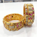 Tanish Art Jewellery Premium Matte Gold Pota And Meenakari Bangles Set