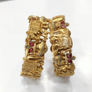 Tanish Art Jewellery Premium Matte Gold Pota And Meenakari Openable Bangles Set