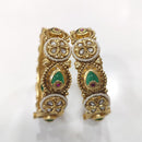 Tanish Art Jewellery Premium Matte Gold Pota Stone And Pearl Openable Bangles Set