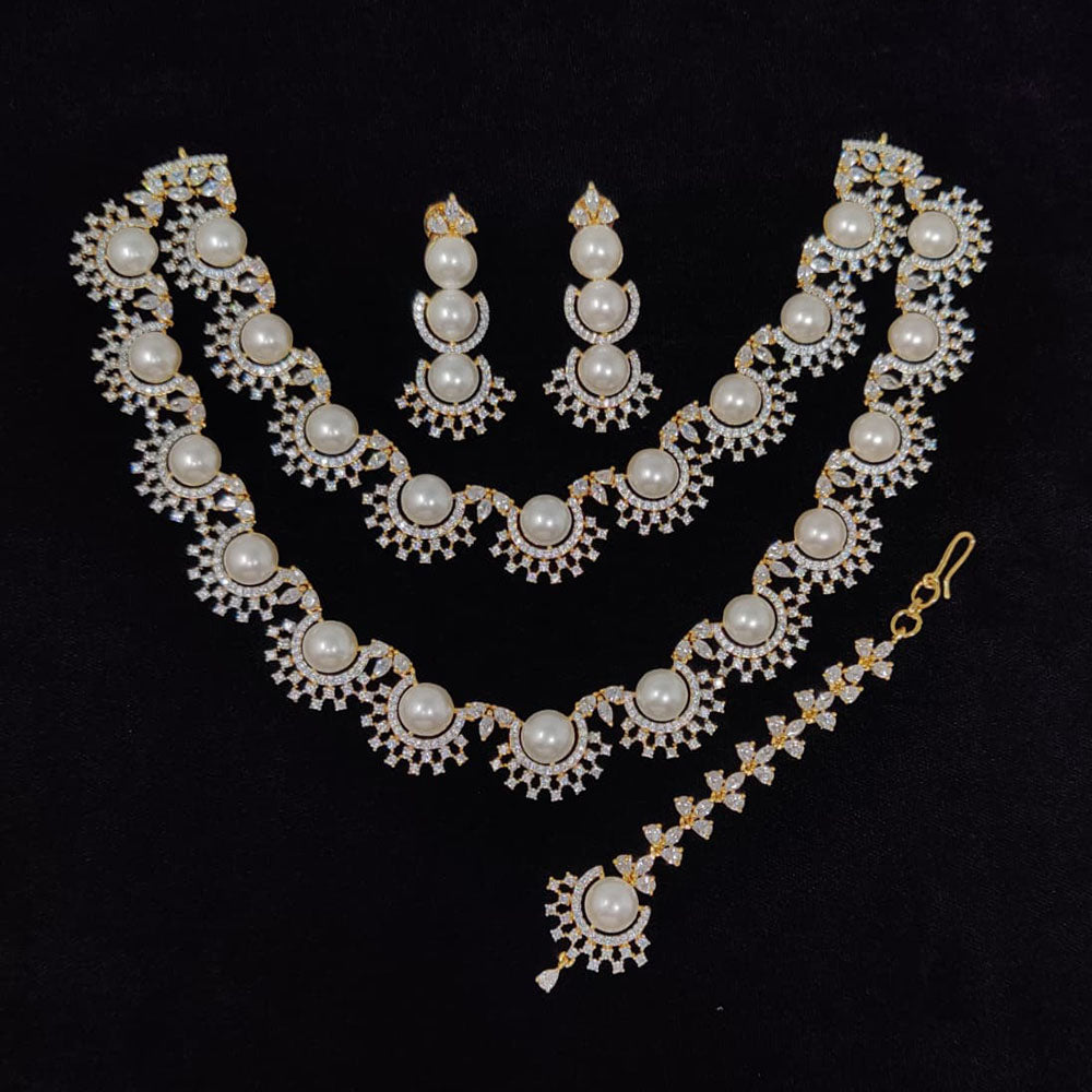 Tanish Art Jewellery Royal Austrian Stone And Pearl Necklace Set 