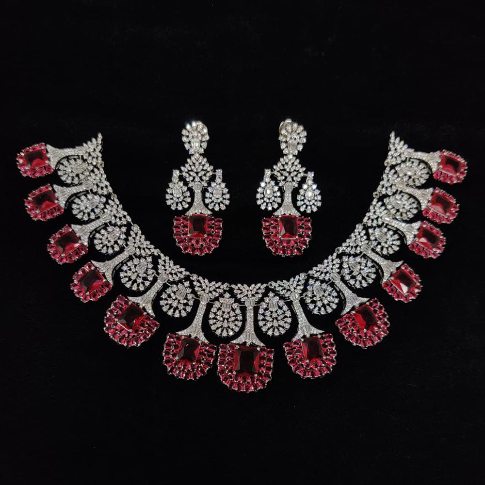 Tanish Art Jewellery Glamorous American Diamond Necklace Set
