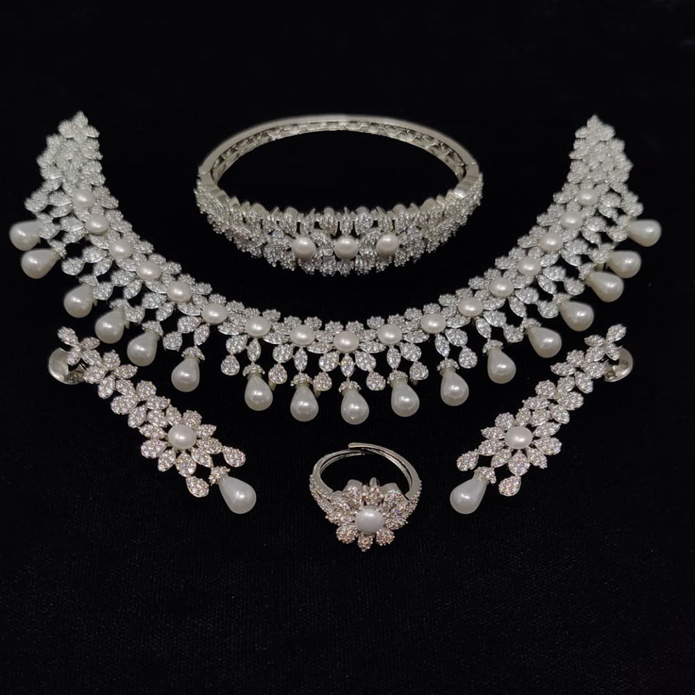 Tanish Art Jewellery Glamorous American Diamond Jewellery Combo Set