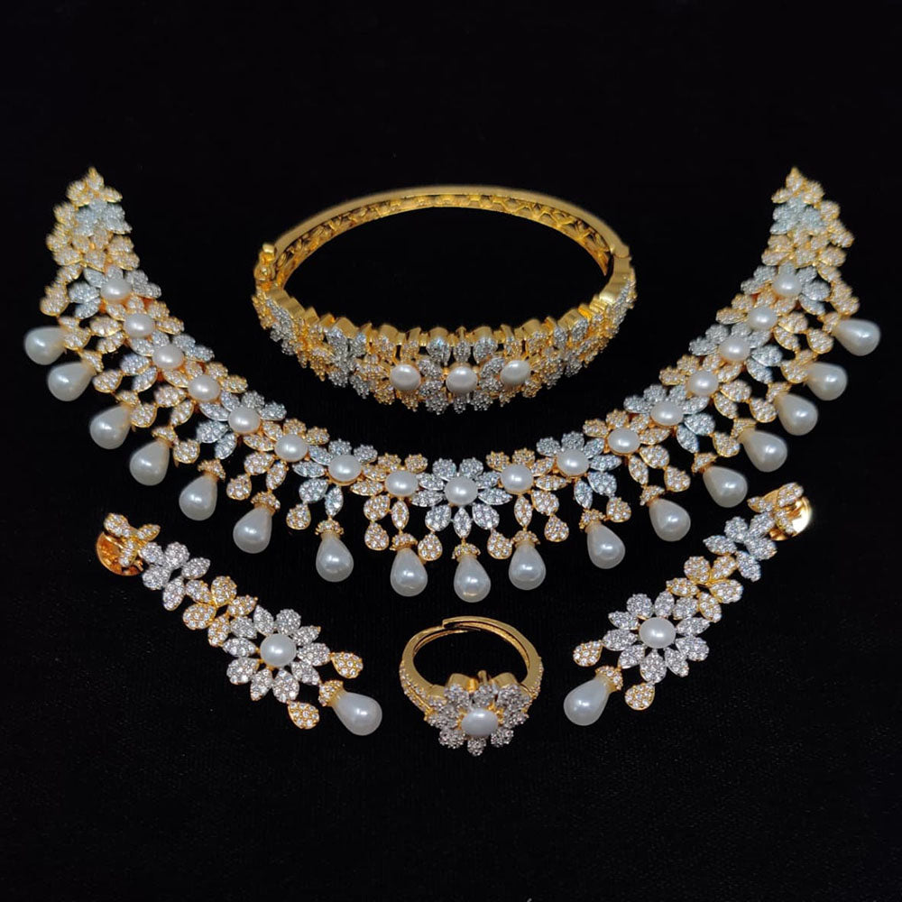 Tanish Art Jewellery Glamorous American Diamond Jewellery Combo Set