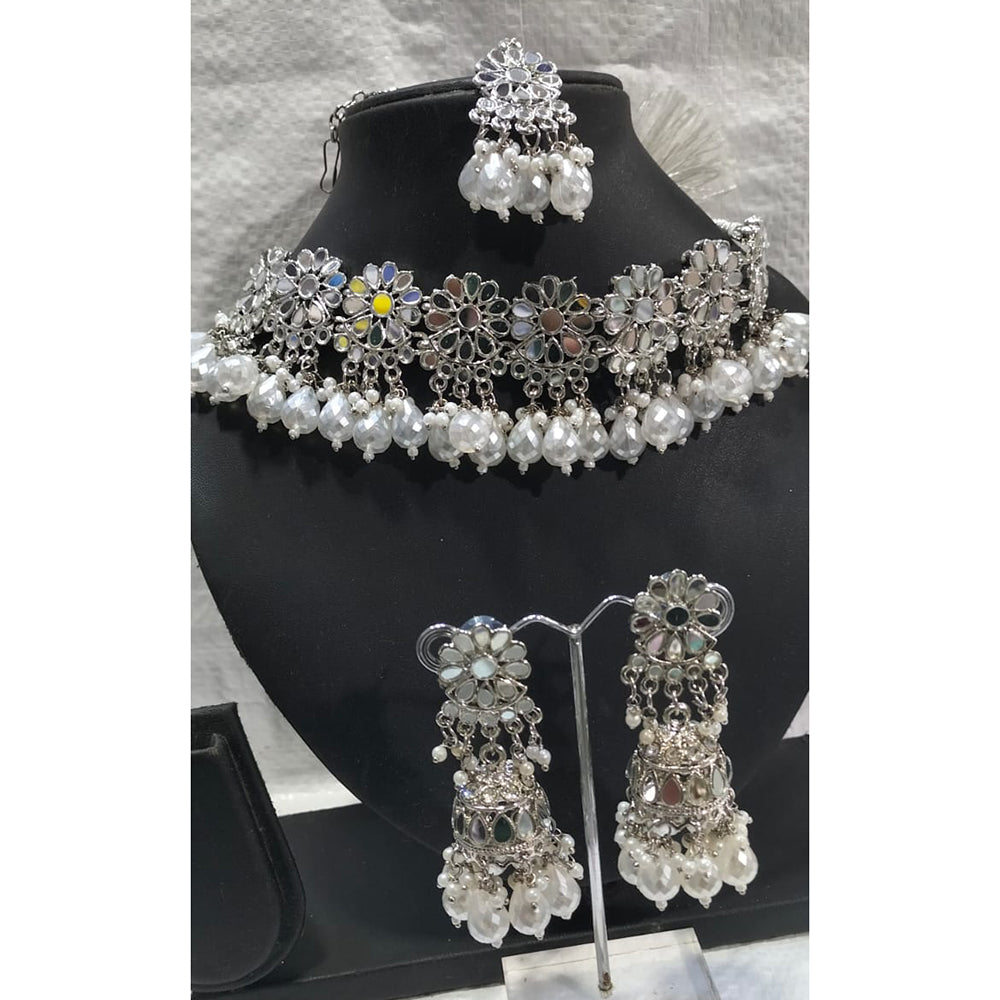 Tanish Art Jewellery Glamorous Mirror Choker Beads Necklace Set