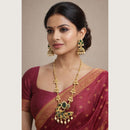 Tanish Art Jewellery Heritage Pota Stone And Pearl Long Necklace Set