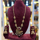 Tanish Art Jewellery Heritage Pota Stone And Pearl Long Necklace Set