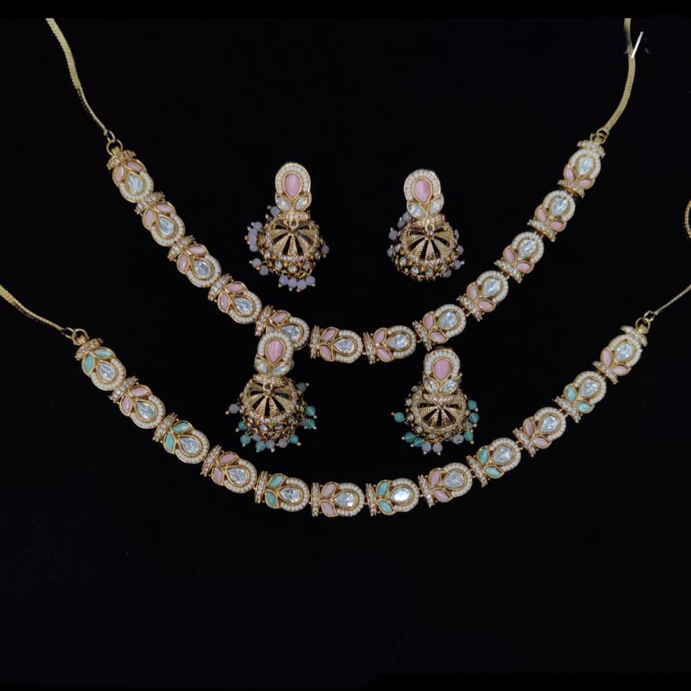 Tanish Art Jewellery Classic Polki Kundan And Austrian Stone Necklace Set