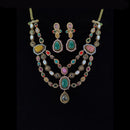 Tanish Art Jewellery Classic Pota Stone Polki Kundan And Austrian Stone Necklace Set