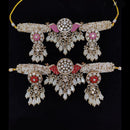 Tanish Art Jewellery Modern Glam Polki Kundan Pearl Peacock Choker Necklace Set