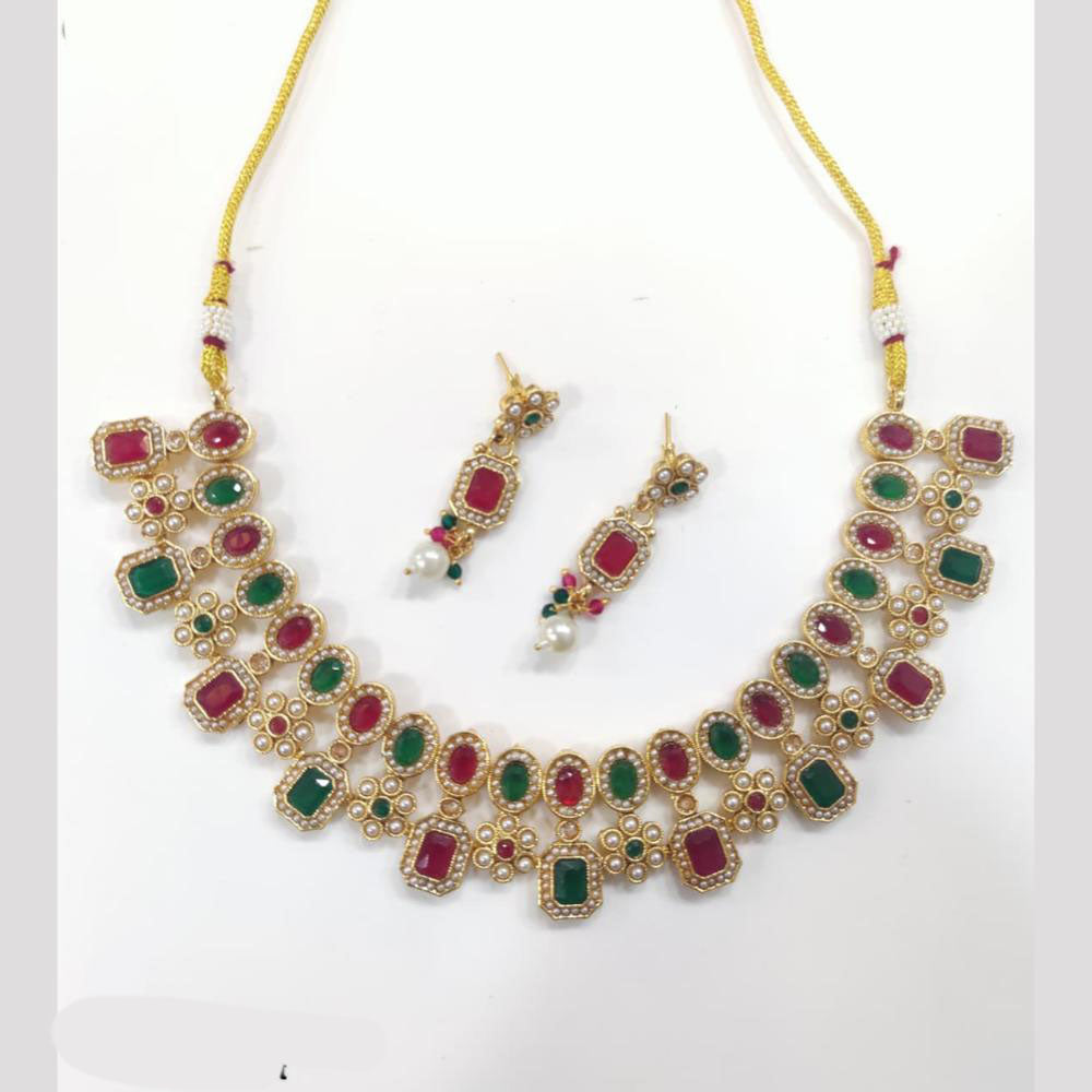 Tanish Art Jewellery Royal Pota Stone And Pearl Necklace Set 