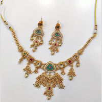 Tanish Art Jewellery Royal Pota Stone And Pearl Necklace Set 