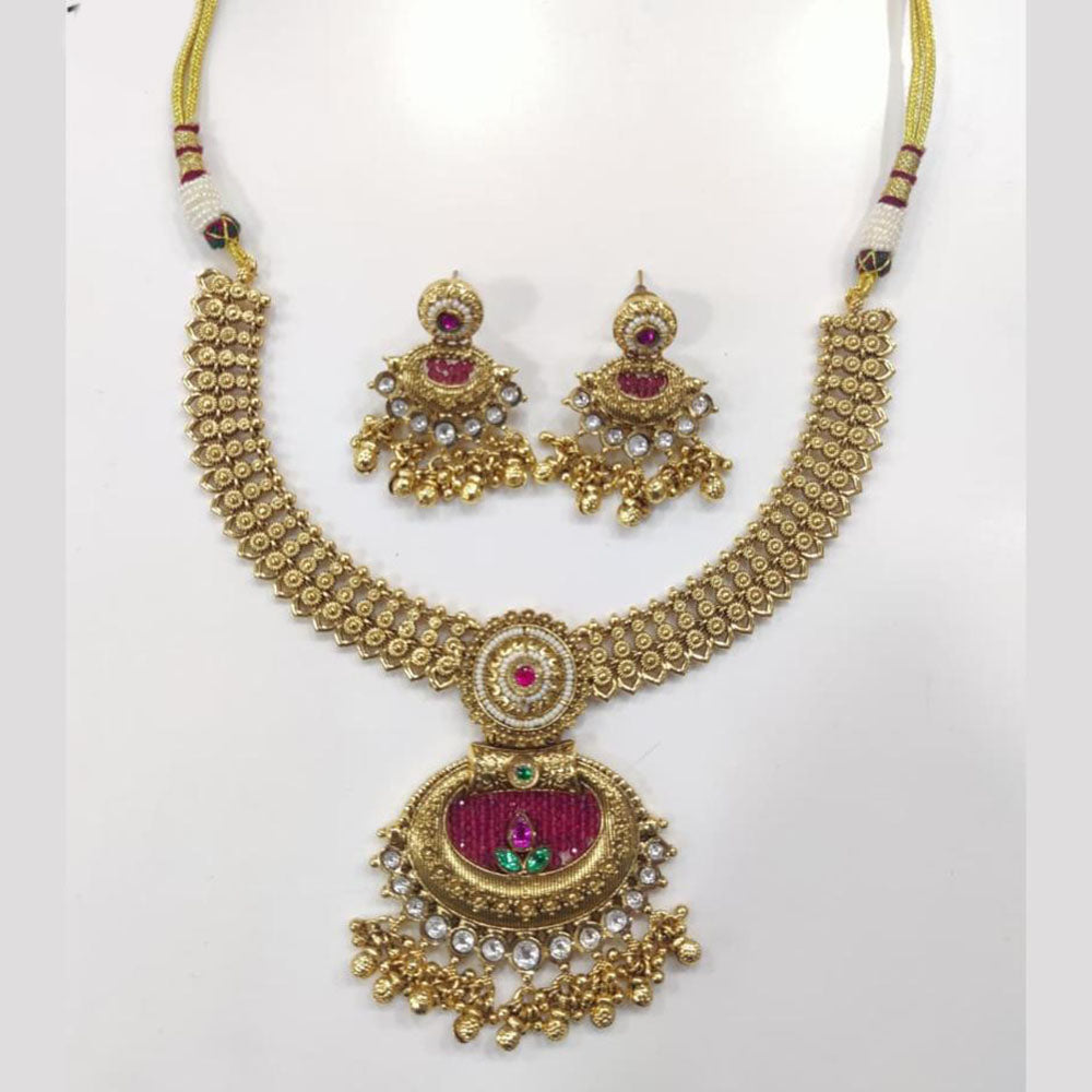 Tanish Art Jewellery Royal Pota Stone And Pearl Necklace Set 