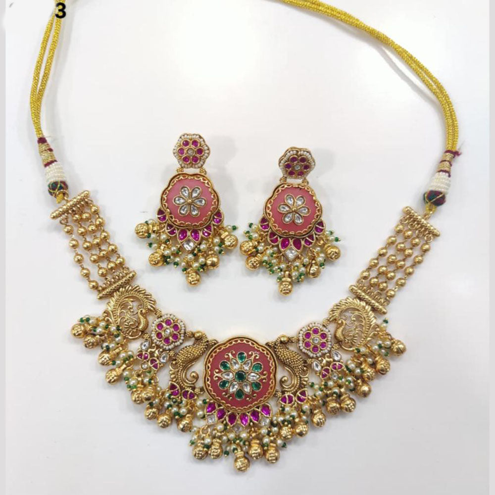 Tanish Art Jewellery Royal Pota Stone And Pearl Necklace Set 