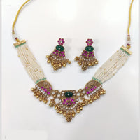 Tanish Art Jewellery Royal Pota Stone And Pearl Necklace Set 