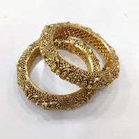 Tanish Art Jewellery Heritage Style Carved Gold Openable Bangles Set