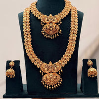 Tanish Art Jewellery Designer Pota Stone And Pearl Double Necklace Set