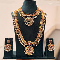 Tanish Art Jewellery Designer Pota Stone And Pearl Double Necklace Set