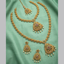 Tanish Art Jewellery Designer Pota Stone And Pearl Double Necklace Set