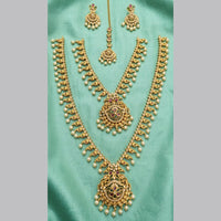 Tanish Art Jewellery Designer Pota Stone And Pearl Double Necklace Set