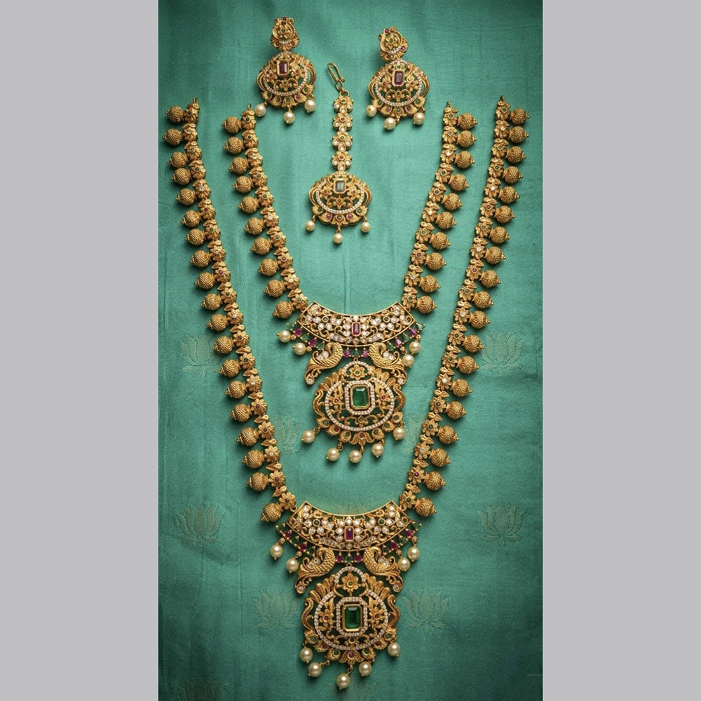 Tanish Art Jewellery Designer Pota Stone And Pearl Double Necklace Set