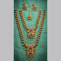 Tanish Art Jewellery Designer Pota Stone And Pearl Double Necklace Set