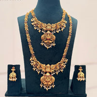Tanish Art Jewellery Designer Pota Stone And Pearl Temple Double Necklace Set