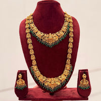 Tanish Art Jewellery Designer Pota Stone And Pearl Temple Double Necklace Set