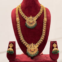 Tanish Art Jewellery Designer Pota Stone And Pearl Temple Double Necklace Set