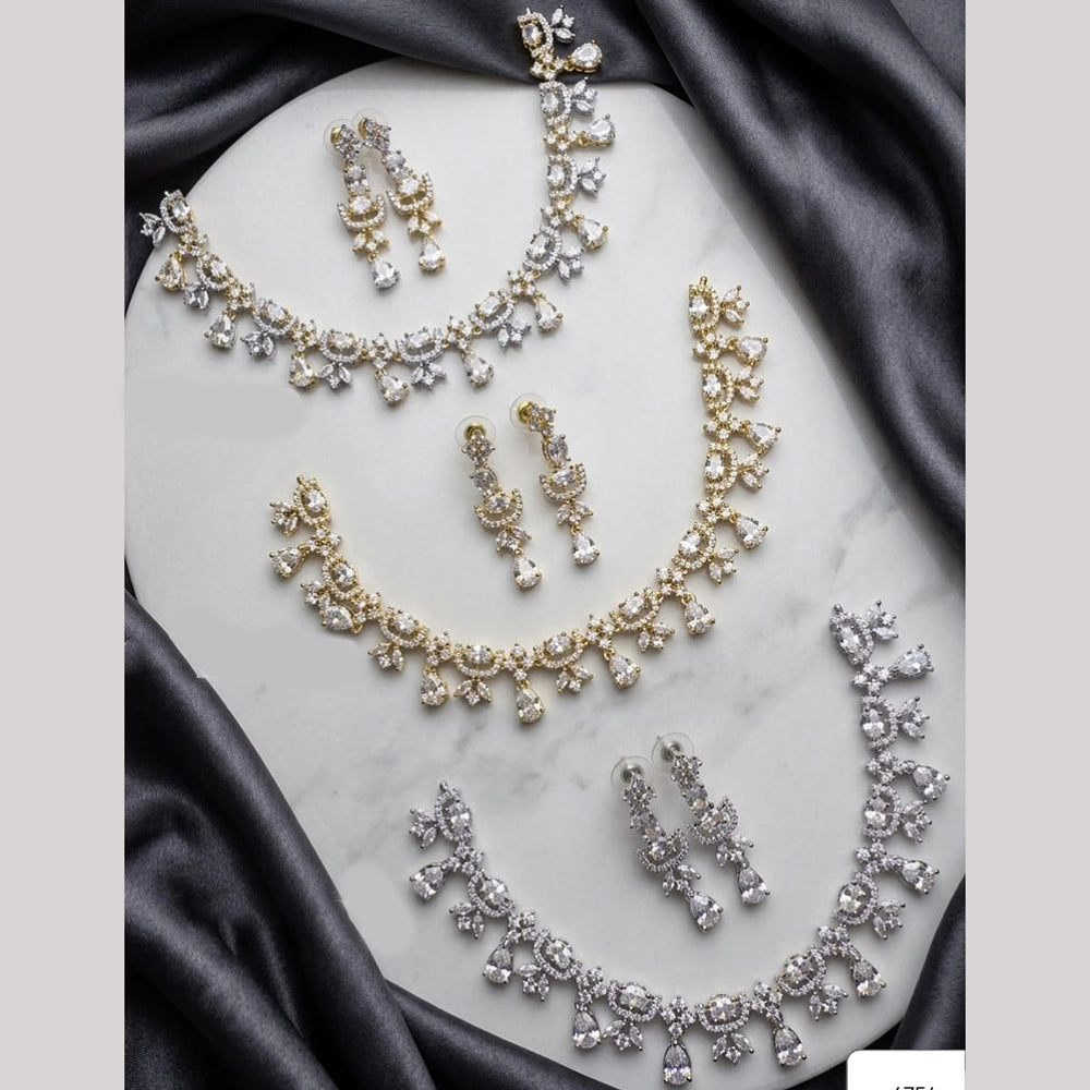 Tanish Art Jewellery Trendy American Diamond Necklace Set 