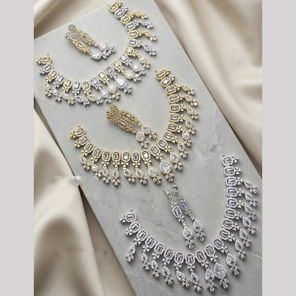 Tanish Art Jewellery Trendy American Diamond Necklace Set 