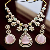 Tanish Art Jewellery Premium Pota Stone Ethnic Necklace Set