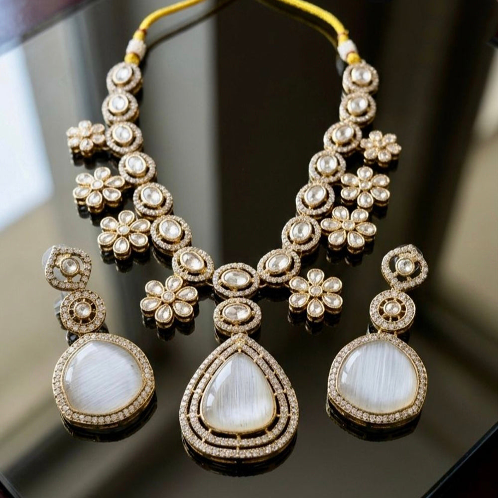 Tanish Art Jewellery Premium Pota Stone Ethnic Necklace Set