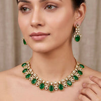 Tanish Art Jewellery Premium Pota Stone Ethnic Necklace Set 
