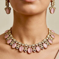 Tanish Art Jewellery Premium Pota Stone Ethnic Necklace Set