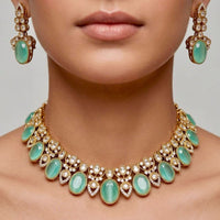 Tanish Art Jewellery Premium Pota Stone Ethnic Necklace Set