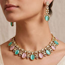 Tanish Art Jewellery Premium Pota Stone Ethnic Necklace Set