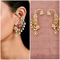 Tanish Art Jewellery Royal Kundan Stone Earcuff Dangler Earrings
