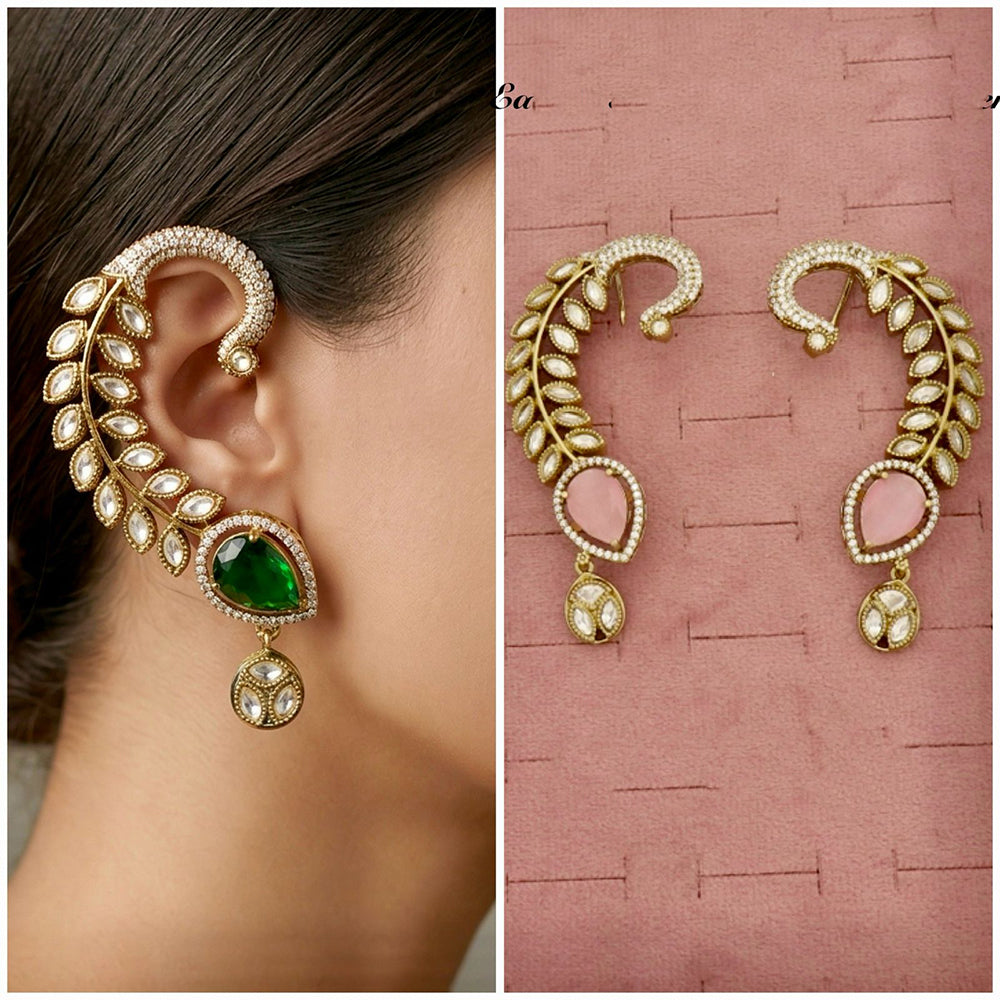 Tanish Art Jewellery Royal American  Diamond Earcuff Dangler Earrings