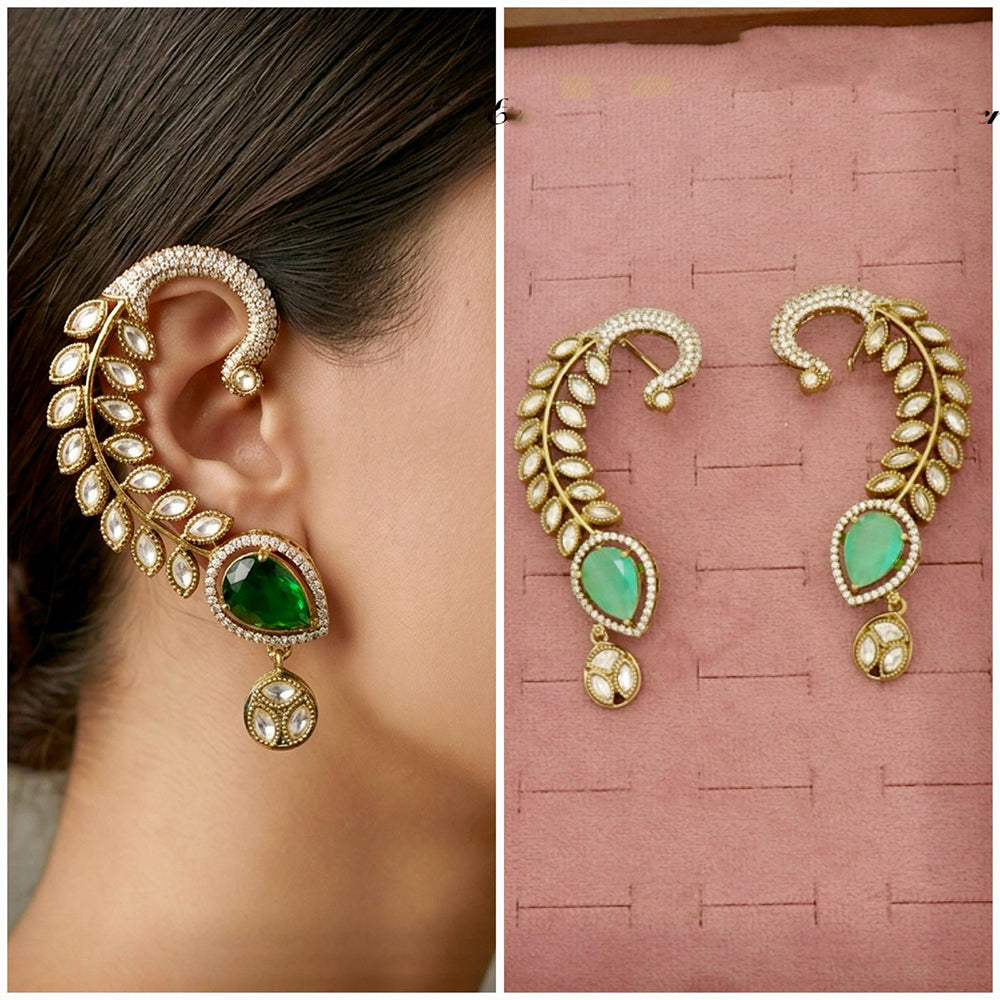 Tanish Art Jewellery Royal American  Diamond Earcuff Dangler Earrings