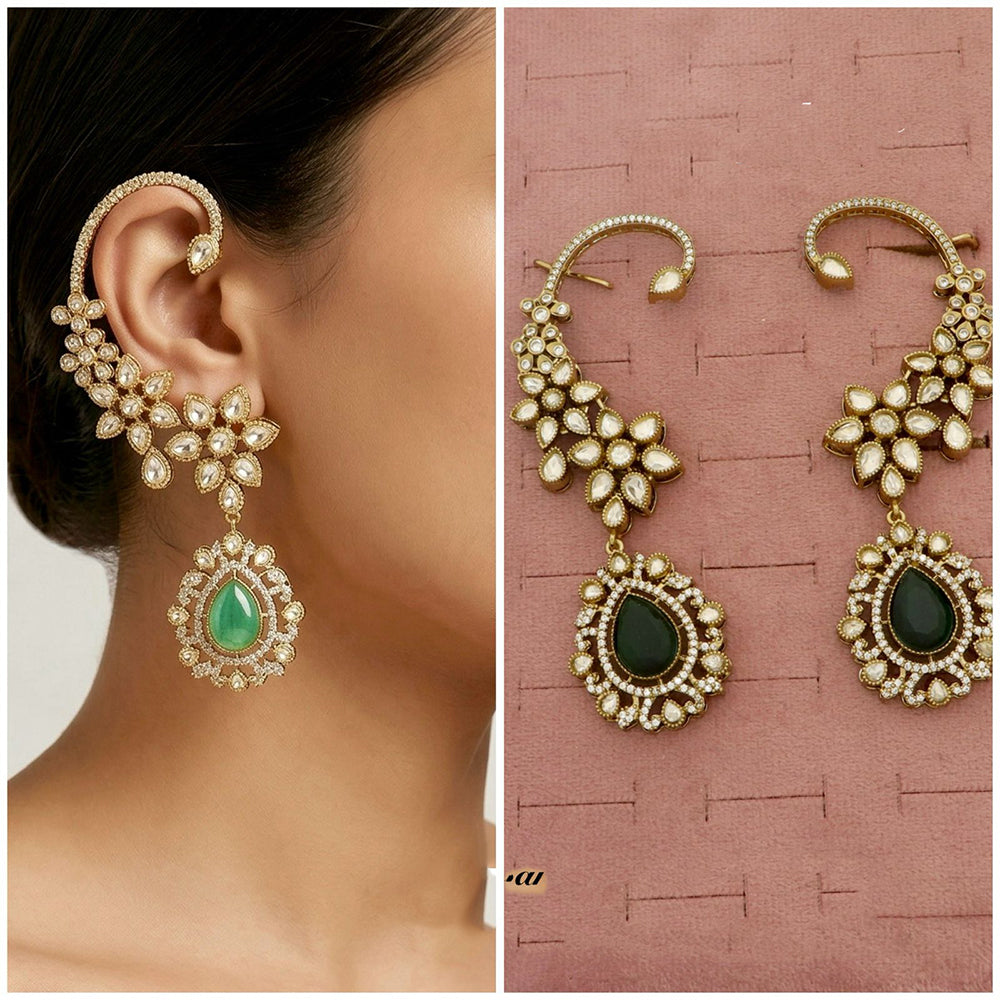 Tanish Art Jewellery Royal American  Diamond Earcuff Dangler Earrings