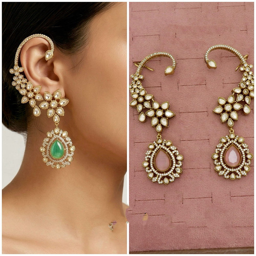 Tanish Art Jewellery Royal American  Diamond Earcuff Dangler Earrings