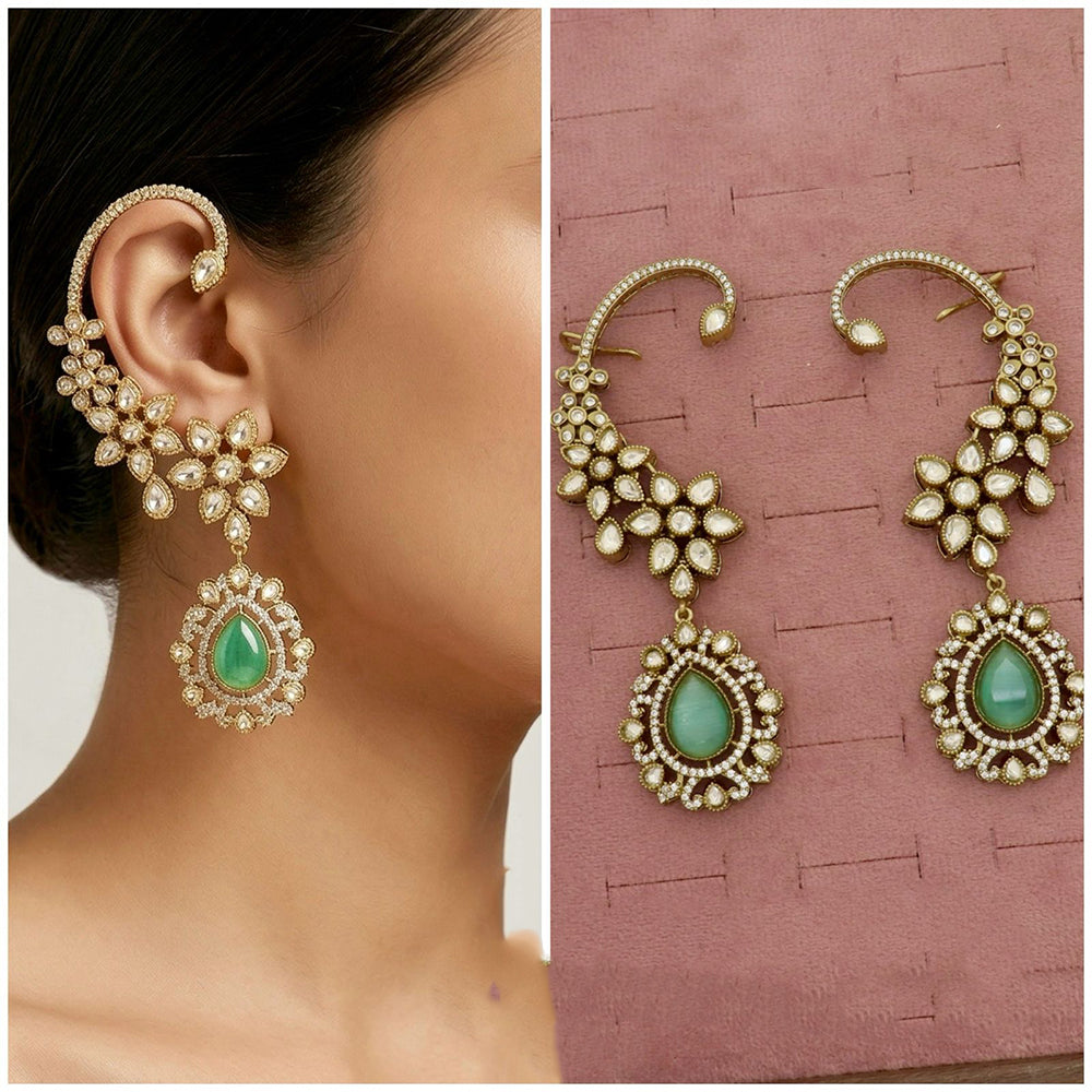 Tanish Art Jewellery Royal American  Diamond Earcuff Dangler Earrings